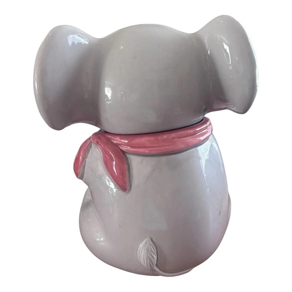 Vintage 1950s Baby Elephant Ceramic Cookie Jar Dumbo-esque Rare